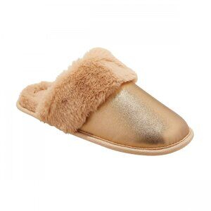 Auden Womens Rae Metallic Scuff Slippers Golden Tan Brown M (7/8) Bride Mom Wife